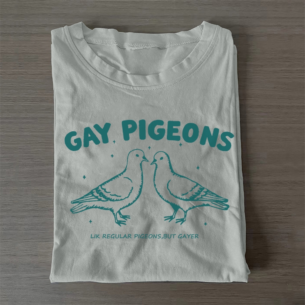 Gay Pigeons Cotton T-Shirt 