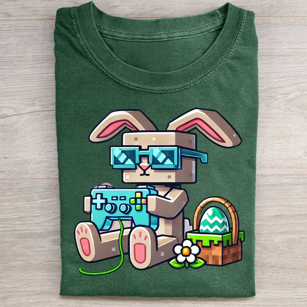 Pixel Bunny Easter Washed Tee