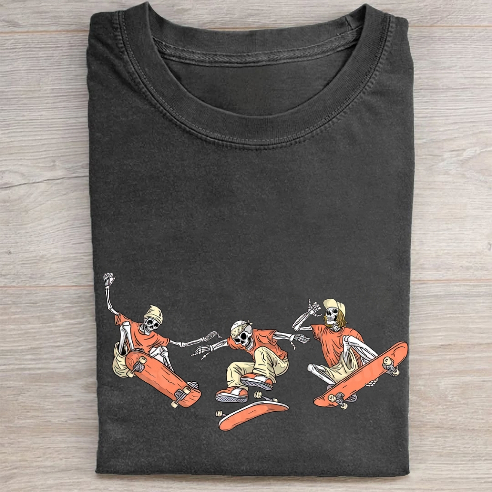 "Skeleton Skate Crew" Punk Skate Vintage Washed Tee