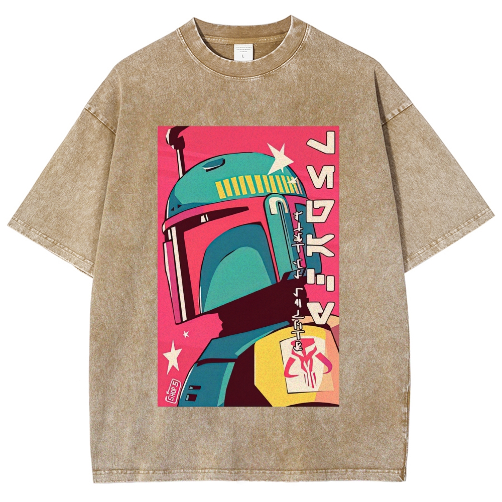 Retro Japanese Pop Art Boba Fett Washed T-Shirt