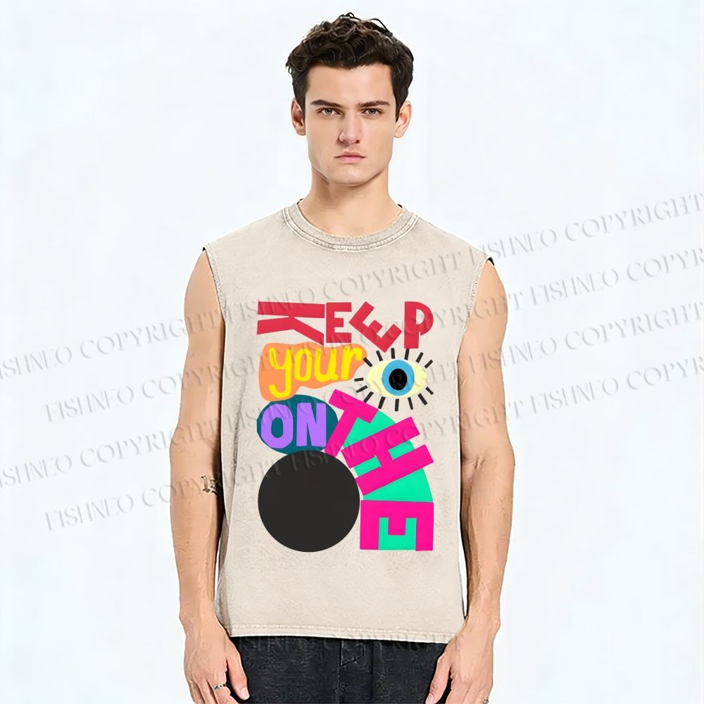 Unisex Bauhaus Keep Your Eyes on Printed Washed Tank Top