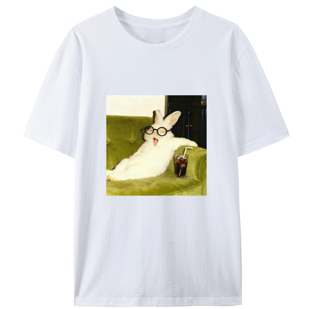 Geek Rabbit Drinking Cola Funny Retro Designed for Women - Slim Fit Cotton Tee