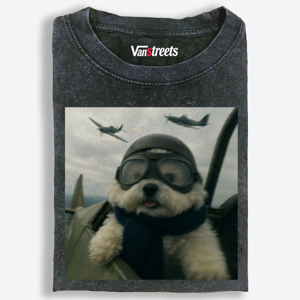 Air Force Ace Pup Retro Washed T-Shirt | 100% Cotton | Streetwear Essential