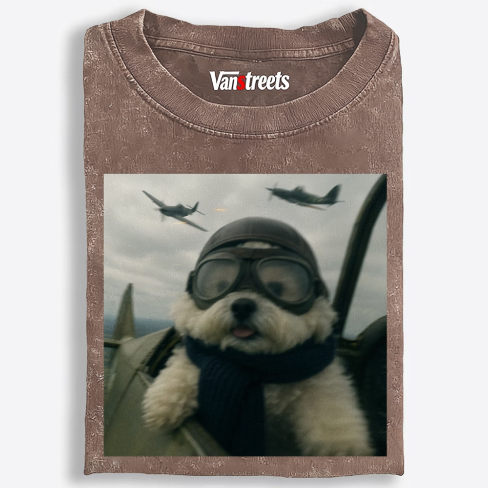 Air Force Ace Pup Retro Washed T-Shirt | 100% Cotton | Streetwear Essential