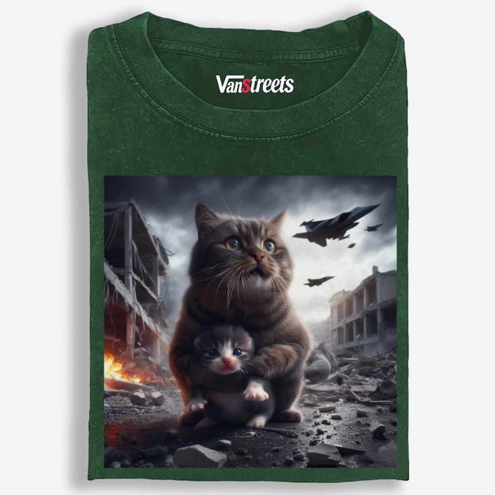 Ruins Guardian Meow Retro Washed T-Shirt | 100% Cotton | Streetwear Essential