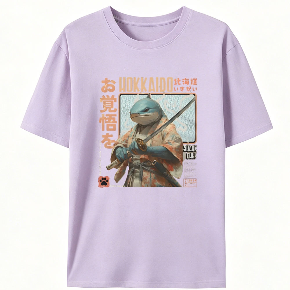 Hokkaido Shark Samurai Retro Designed for Women - Slim Fit Cotton Tee