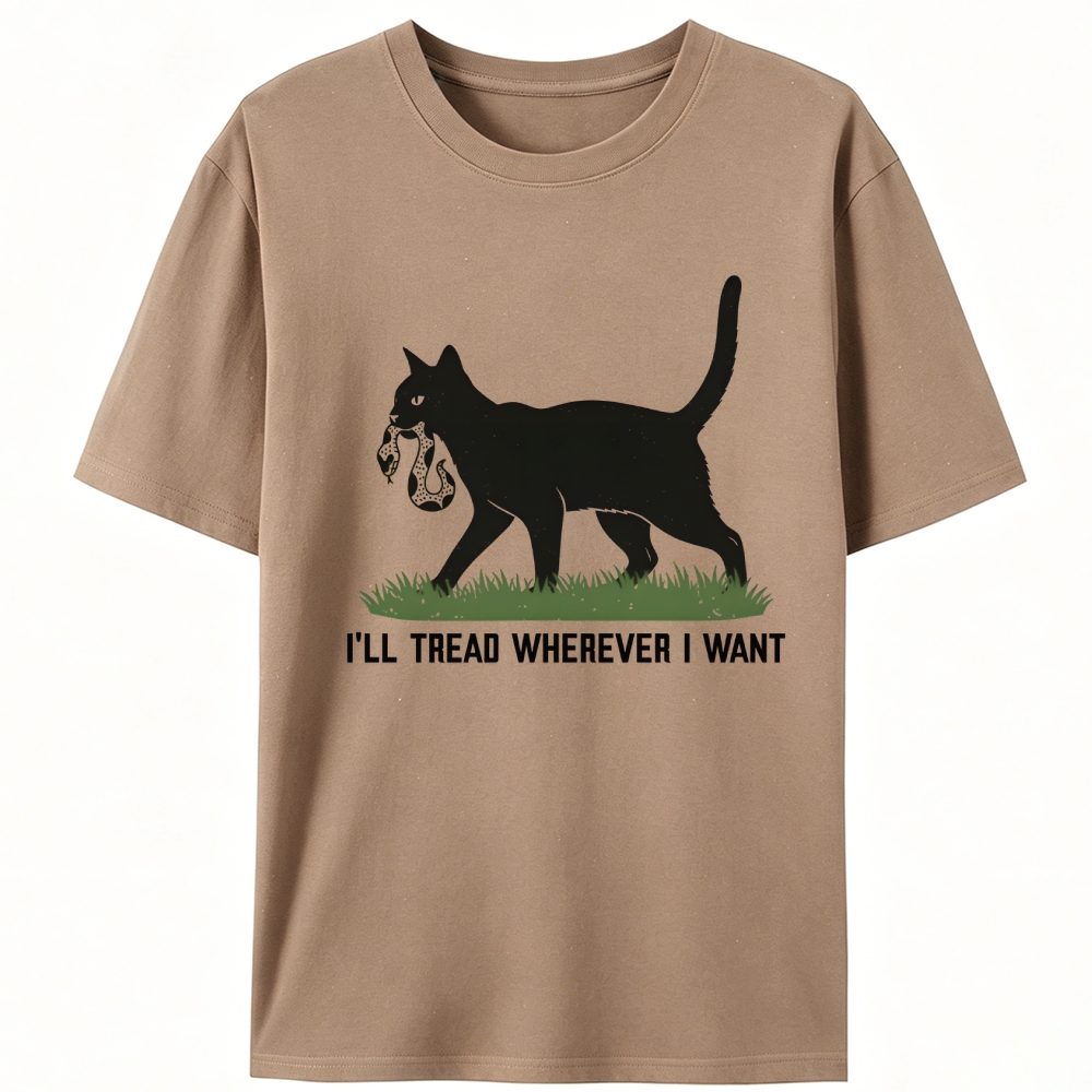 Black Cat vs Snake "I'll Tread Wherever I Want" Retro Designed for Women - Slim Fit Cotton Tee