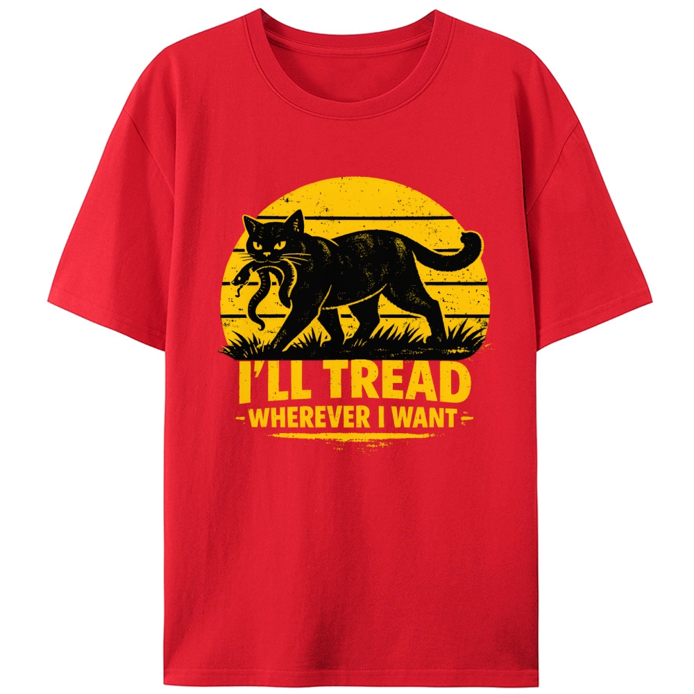 Cat Wins Snake Retro Designed for Women - Slim Fit Cotton Tee