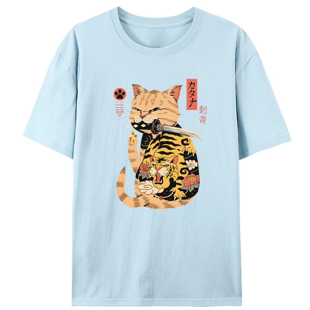 Fortune Cat Samurai Retro Designed for Women - Slim Fit Cotton Tee
