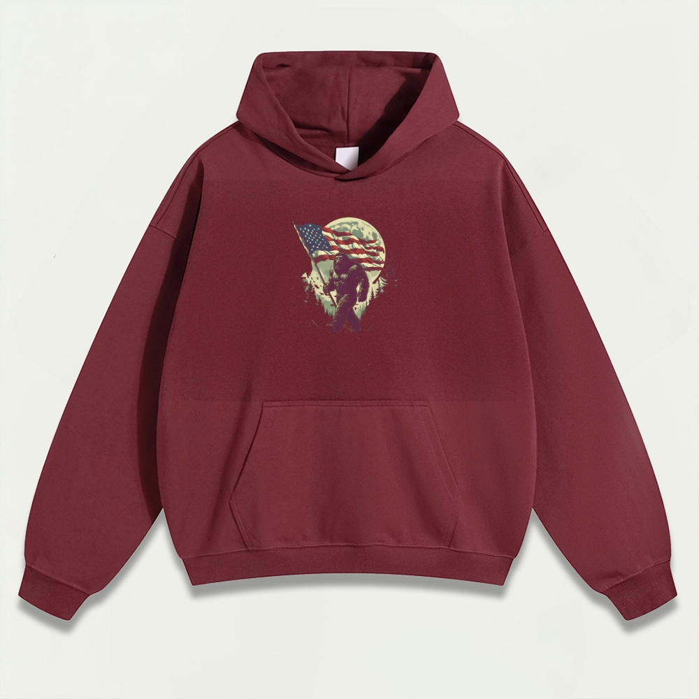 American Flag Bigfoot Heavyweight Trail Hoodie-HikeVista