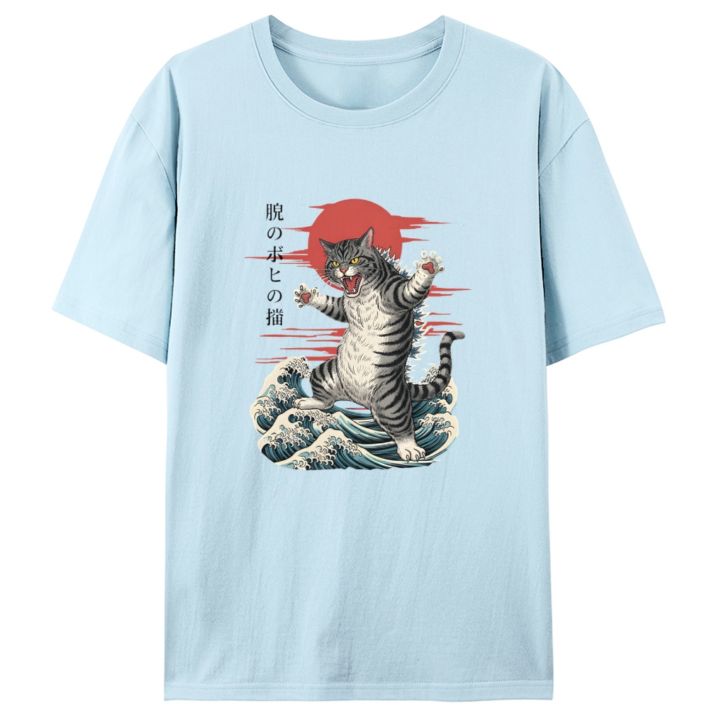 Kaiju Tabby Cat Retro Designed for Women - Slim Fit Cotton Tee
