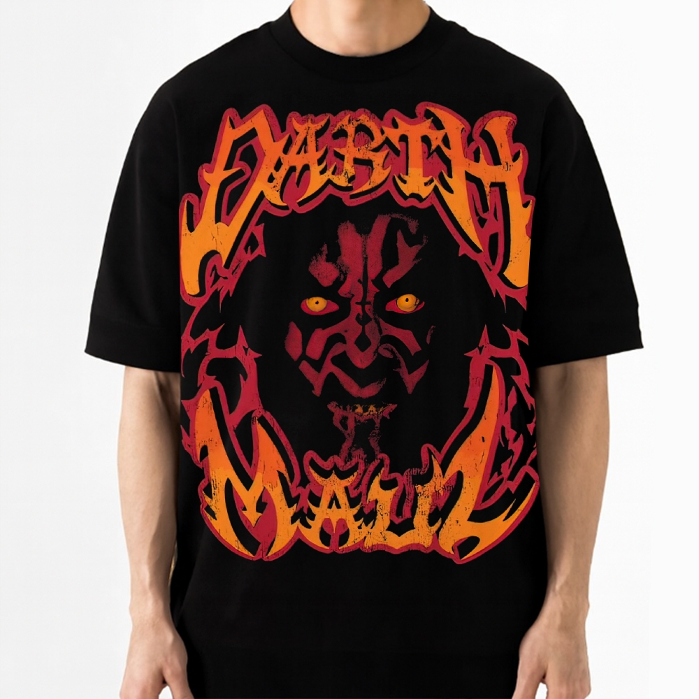 Retro "Darth Maul" Metal Style Graphic Cotton T-shirt