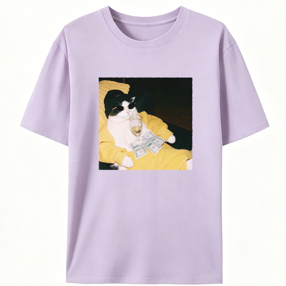 Rich Boss Cat Retro Designed for Women - Slim Fit Cotton Tee