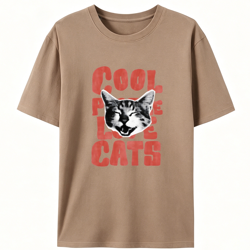 Cool People Love Cats Retro Designed for Women - Slim Fit Cotton Tee