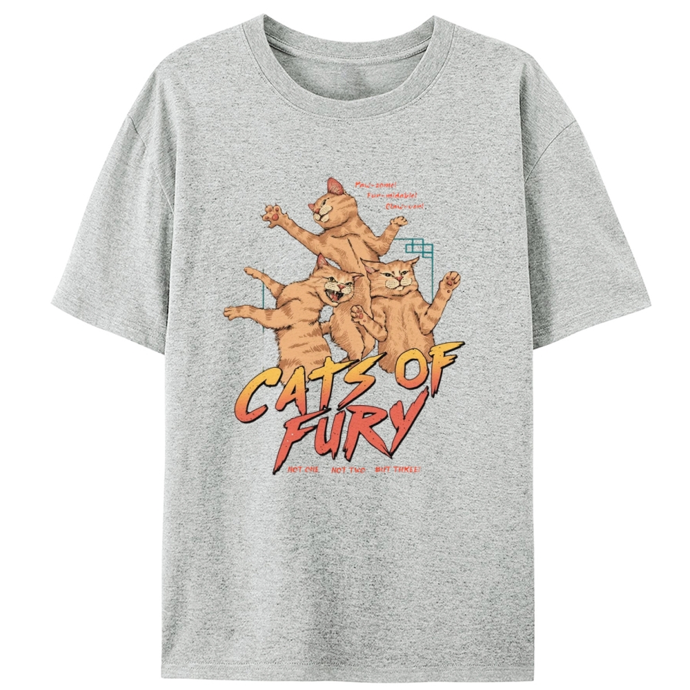 Cats of Fury Retro Designed for Women - Slim Fit Cotton Tee