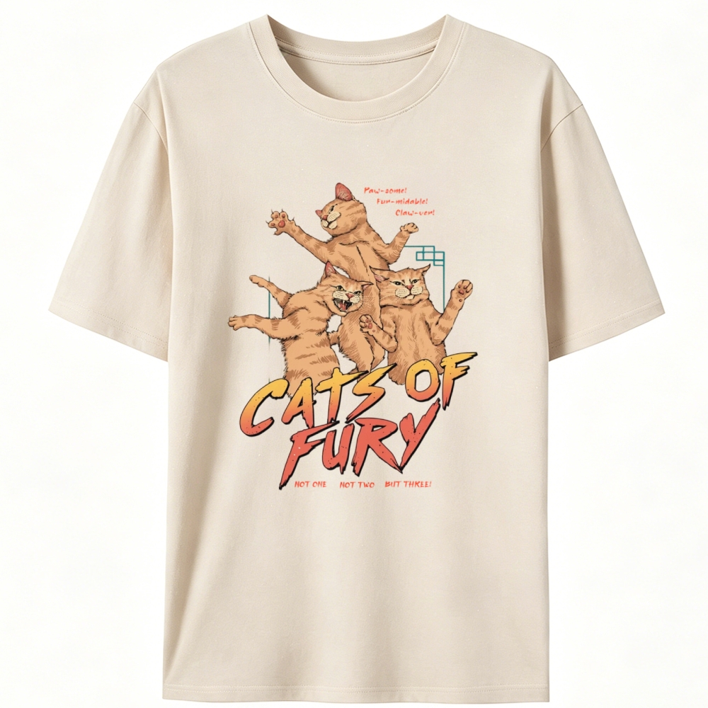 Cats of Fury Retro Designed for Women - Slim Fit Cotton Tee