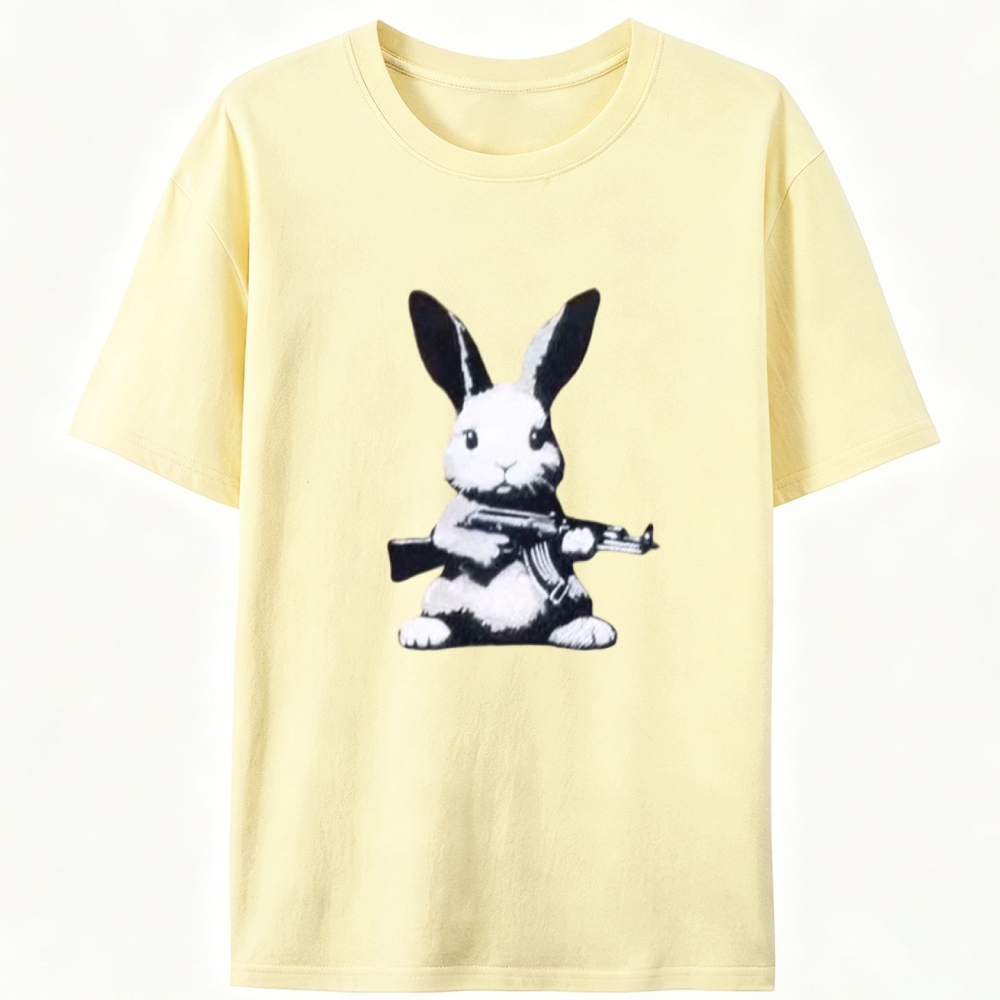 Armed Street Bunny Retro Designed for Women - Slim Fit Cotton Tee