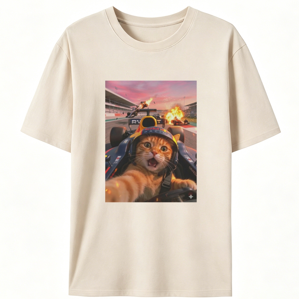 Ace Racer Meow Retro Designed for Women - Slim Fit Cotton Tee
