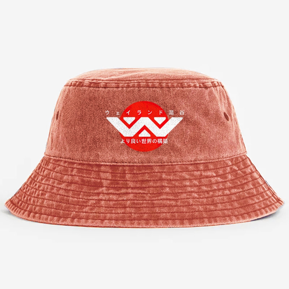 Weyland Yutani Japanese LogoCasual Washed Bucket Hat 