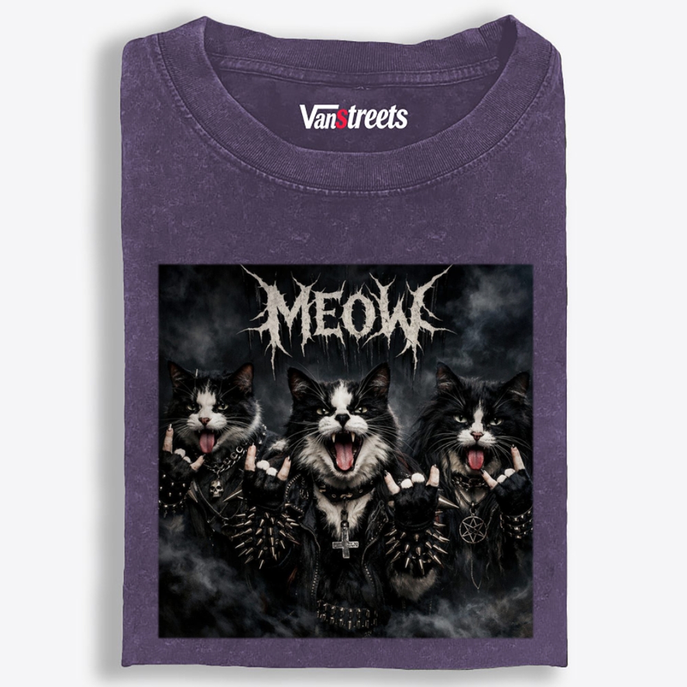 MEOW Retro Washed T-Shirt | 100% Cotton | Streetwear Essential