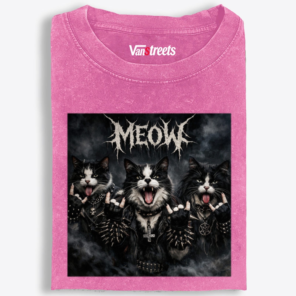 MEOW Retro Washed T-Shirt | 100% Cotton | Streetwear Essential