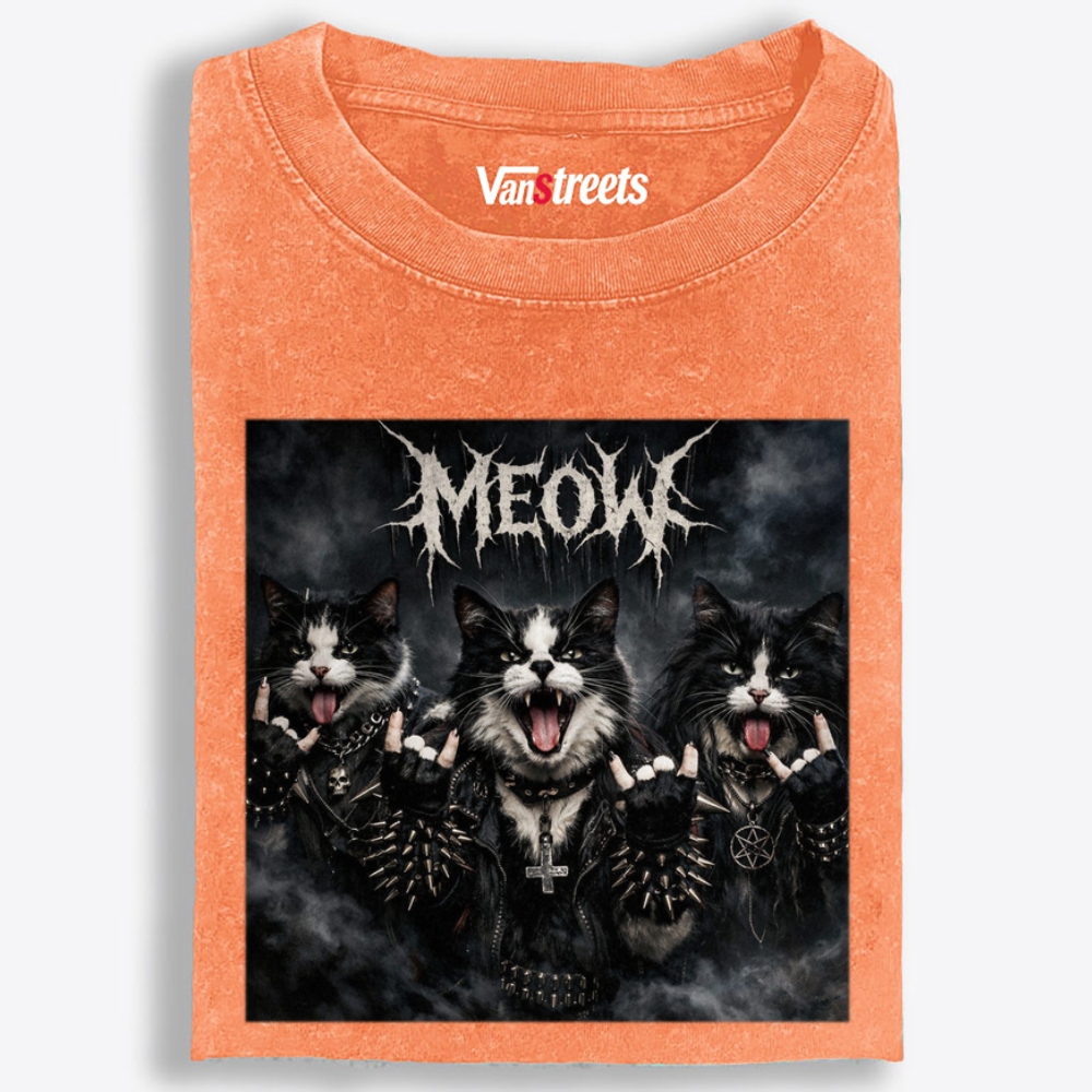 MEOW Retro Washed T-Shirt | 100% Cotton | Streetwear Essential