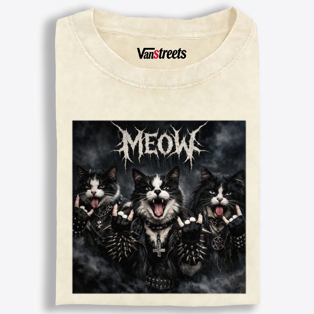 MEOW Retro Washed T-Shirt | 100% Cotton | Streetwear Essential