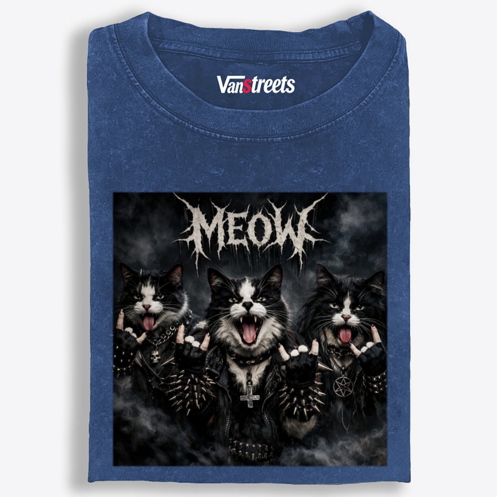 MEOW Retro Washed T-Shirt | 100% Cotton | Streetwear Essential