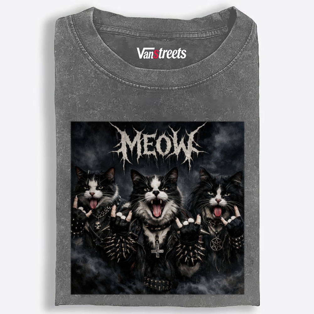 MEOW Retro Washed T-Shirt | 100% Cotton | Streetwear Essential