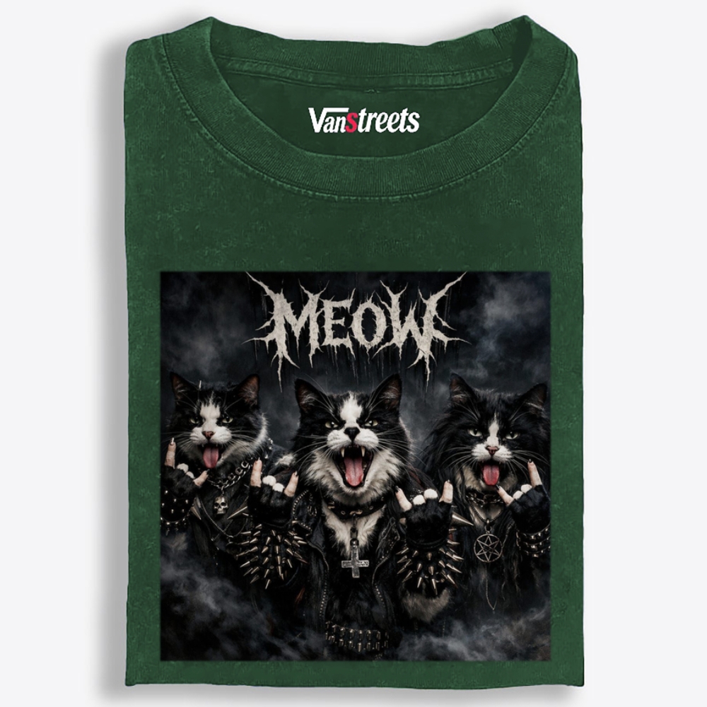 MEOW Retro Washed T-Shirt | 100% Cotton | Streetwear Essential