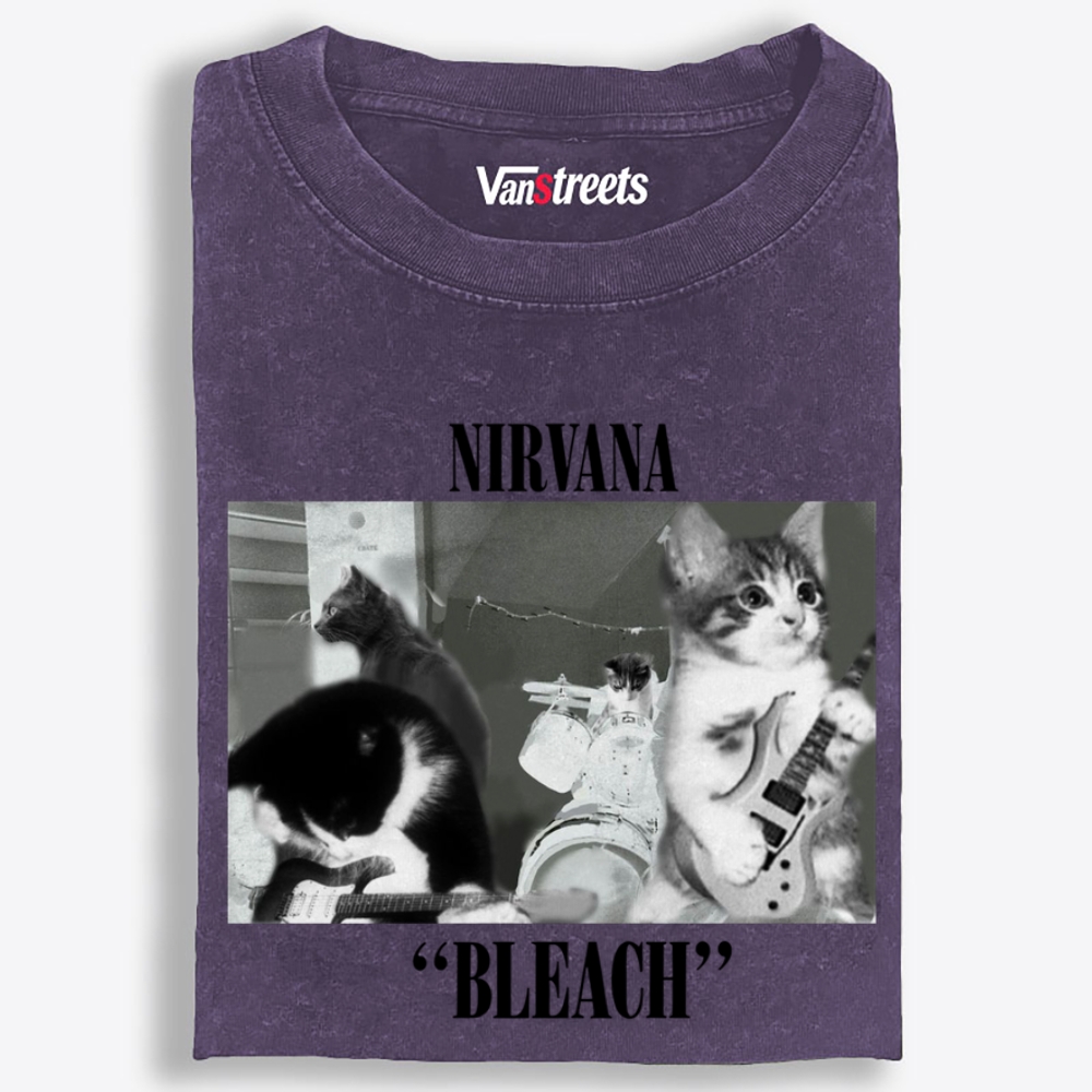 Meowvana: Bleach Retro Washed T-Shirt | 100% Cotton | Streetwear Essential