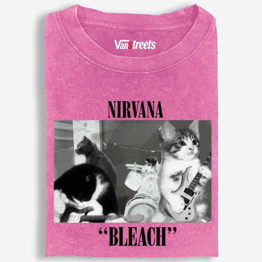 Meowvana: Bleach Retro Washed T-Shirt | 100% Cotton | Streetwear Essential
