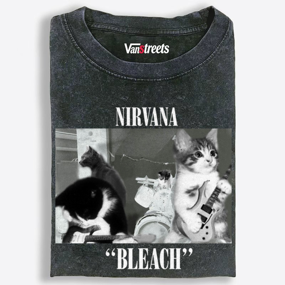 Meowvana: Bleach Retro Washed T-Shirt | 100% Cotton | Streetwear Essential