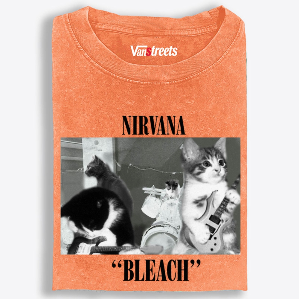 Meowvana: Bleach Retro Washed T-Shirt | 100% Cotton | Streetwear Essential