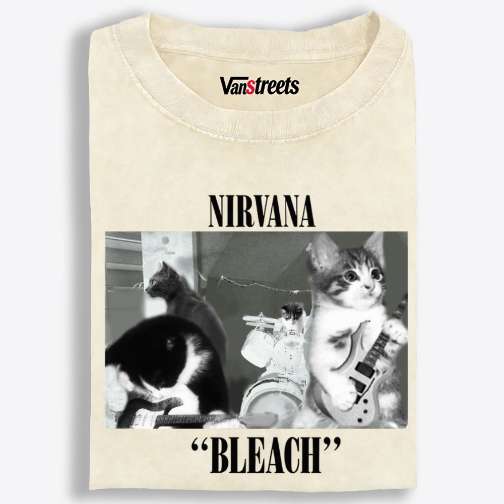 Meowvana: Bleach Retro Washed T-Shirt | 100% Cotton | Streetwear Essential