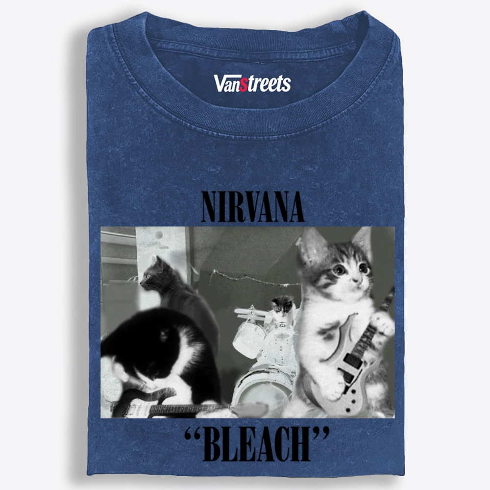 Meowvana: Bleach Retro Washed T-Shirt | 100% Cotton | Streetwear Essential