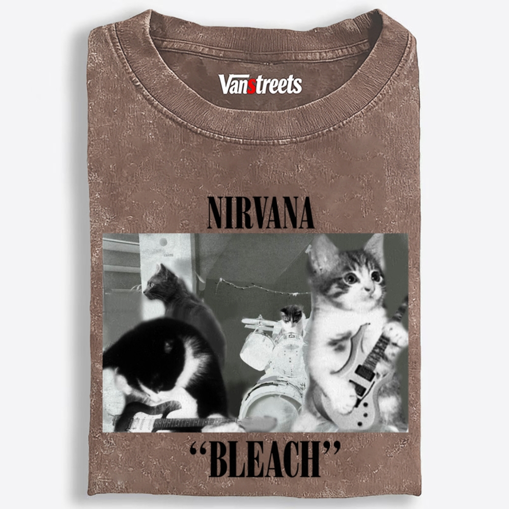 Meowvana: Bleach Retro Washed T-Shirt | 100% Cotton | Streetwear Essential