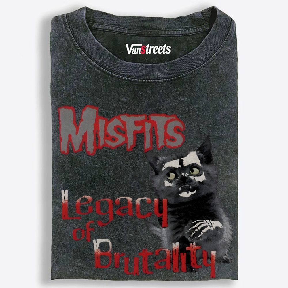 Meowfits: Legacy of Brutality Retro Washed T-Shirt | 100% Cotton | Streetwear Essential