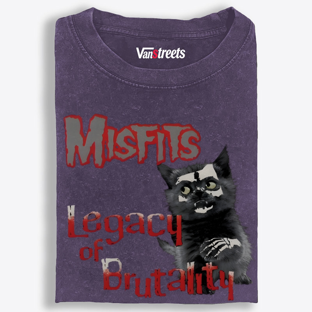 Meowfits: Legacy of Brutality Retro Washed T-Shirt | 100% Cotton | Streetwear Essential
