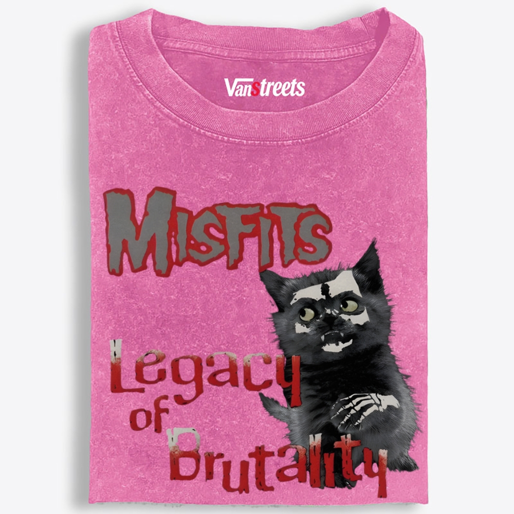 Meowfits: Legacy of Brutality Retro Washed T-Shirt | 100% Cotton | Streetwear Essential