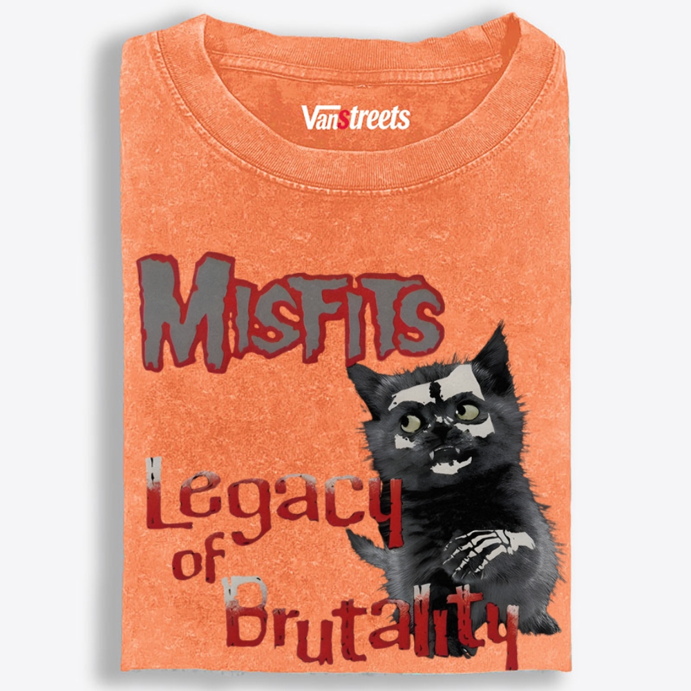 Meowfits: Legacy of Brutality Retro Washed T-Shirt | 100% Cotton | Streetwear Essential