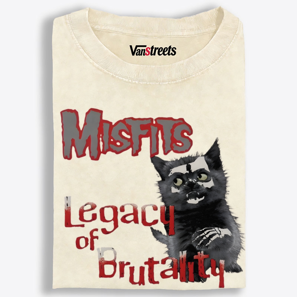 Meowfits: Legacy of Brutality Retro Washed T-Shirt | 100% Cotton | Streetwear Essential