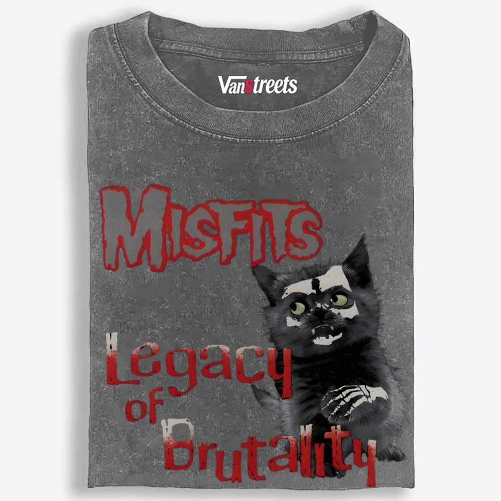 Meowfits: Legacy of Brutality Retro Washed T-Shirt | 100% Cotton | Streetwear Essential