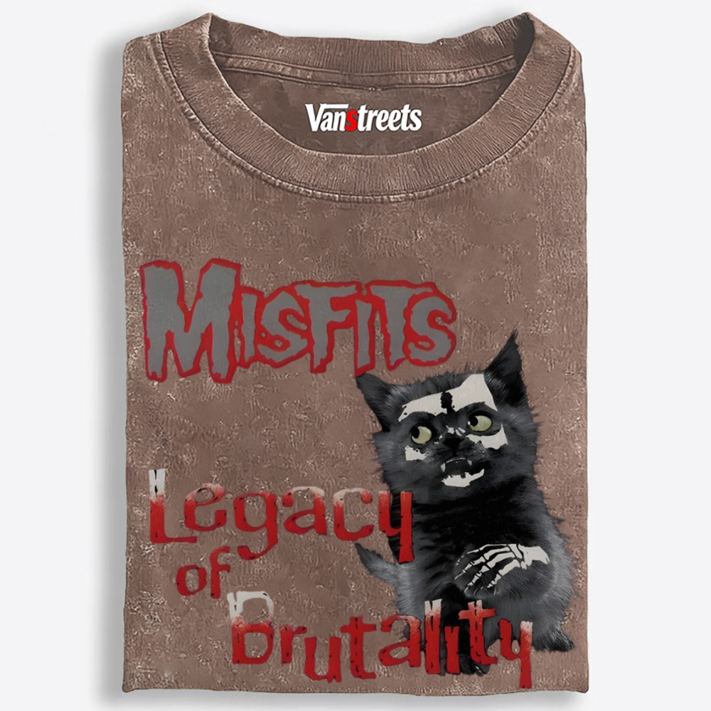 Meowfits: Legacy of Brutality Retro Washed T-Shirt | 100% Cotton | Streetwear Essential