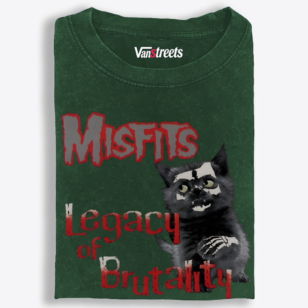 Meowfits: Legacy of Brutality Retro Washed T-Shirt | 100% Cotton | Streetwear Essential