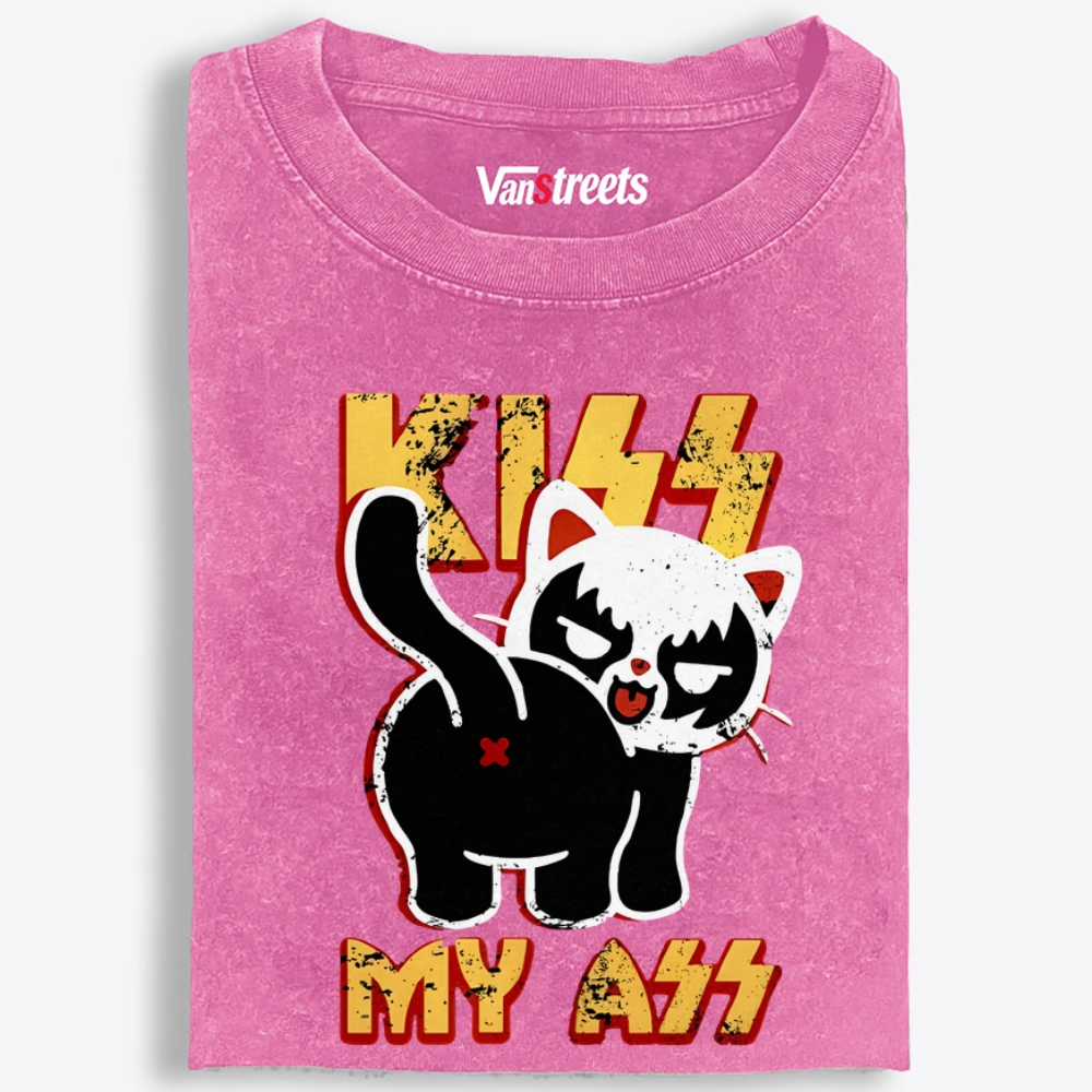 KISS My Ass Retro Washed T-Shirt | 100% Cotton | Streetwear Essential