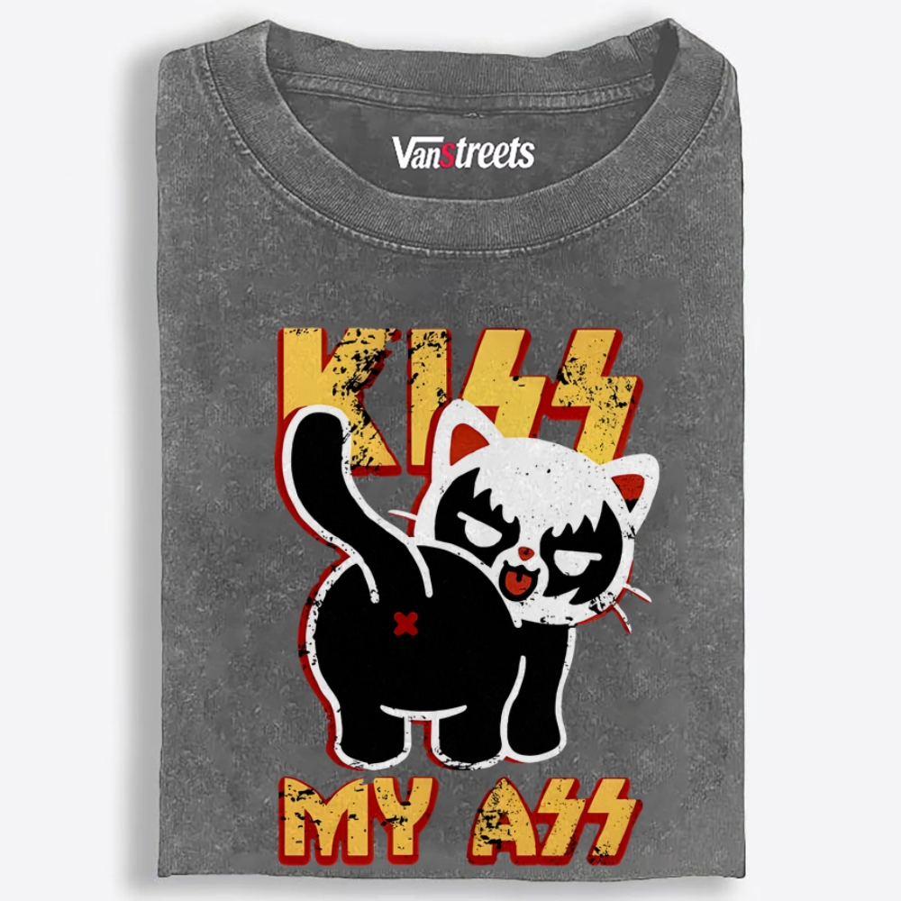 KISS My Ass Retro Washed T-Shirt | 100% Cotton | Streetwear Essential