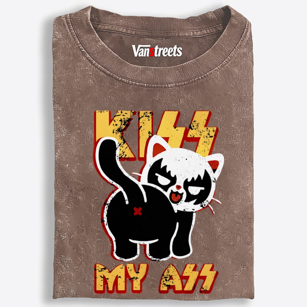 KISS My Ass Retro Washed T-Shirt | 100% Cotton | Streetwear Essential