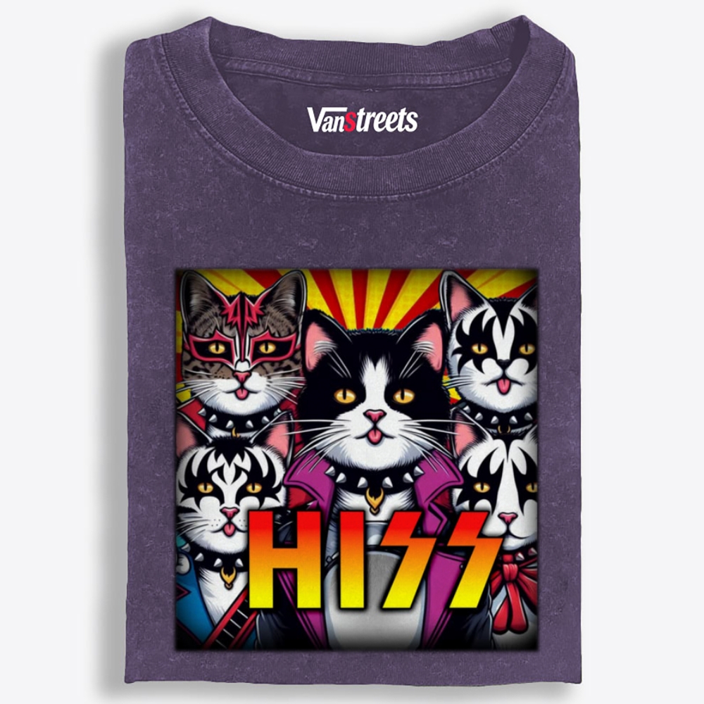 HISS: Feline Face Paint Army Retro Washed T-Shirt | 100% Cotton | Streetwear Essential