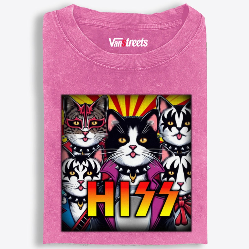 HISS: Feline Face Paint Army Retro Washed T-Shirt | 100% Cotton | Streetwear Essential